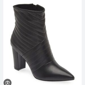 Koko And Palenki Black Leather Astrology Quilted Ankle Boots Booties